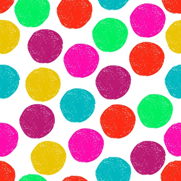Colorful Polka Dot Background Sketch Circle White Background Abstract Seamless — Stock Vector