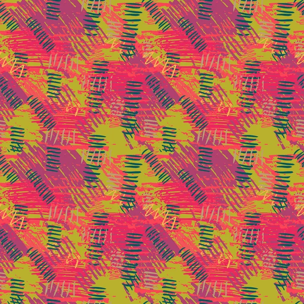 Kleurrijk Grunge Naadloos Patroon Met Abstracte Handgetekende Penseelstreken Verfspatten Rommelige — Stockvector