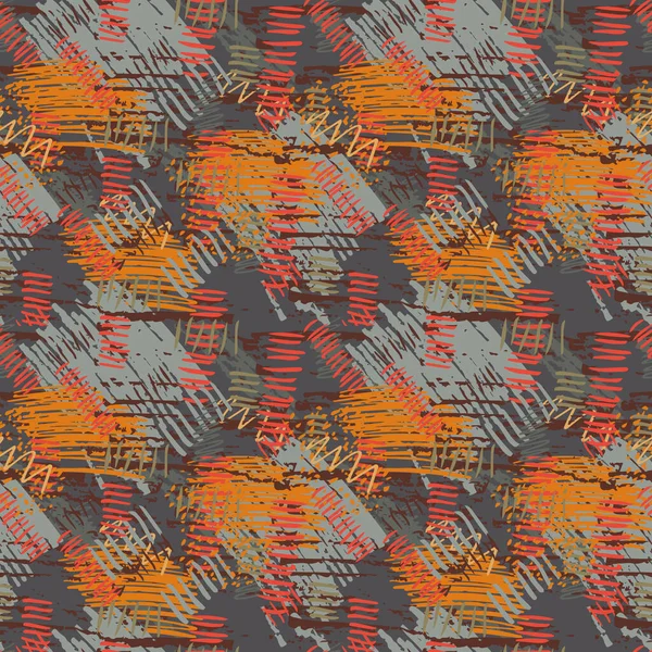 Kleurrijk Grunge Naadloos Patroon Met Abstracte Handgetekende Penseelstreken Verfspatten Rommelige — Stockvector