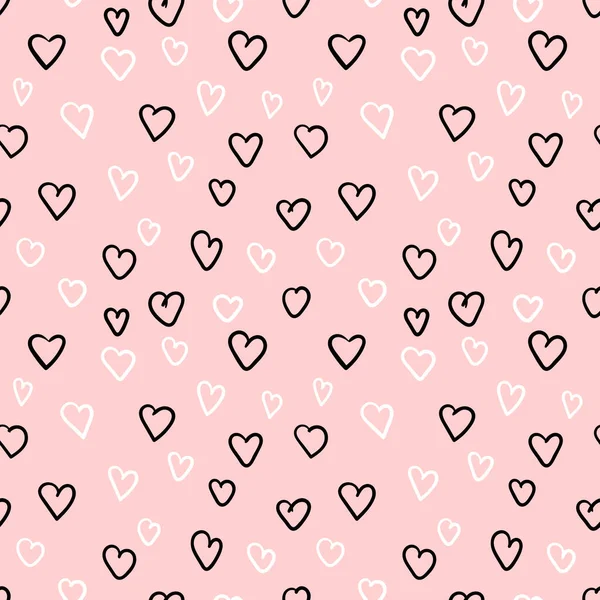 Doodle Corazón Abstracto Pastel Patrón Sin Costuras Fondo Romántico Rosa — Archivo Imágenes Vectoriales