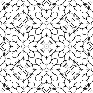 Dekoratif mandala ile kusursuz bir şablon. Soyut yuvarlak karalama çiçek arkaplanı. Çiçek geometrik sonsuzluk arka planı. Ambalaj kağıdı, tekstil, kumaş. Vektör illüstrasyonu.  