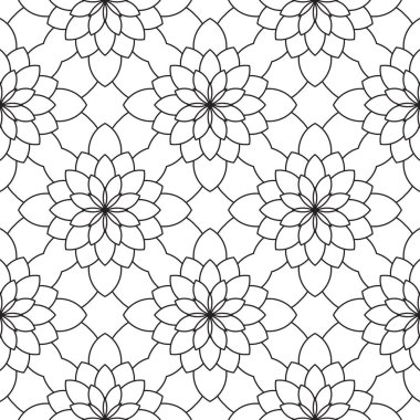 Dekoratif mandala ile kusursuz bir şablon. Soyut yuvarlak karalama çiçek arkaplanı. Çiçek geometrik sonsuzluk arka planı. Ambalaj kağıdı, tekstil, kumaş. Vektör illüstrasyonu.  