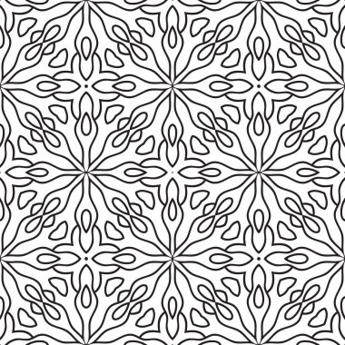 Dekoratif mandala ile kusursuz bir şablon. Soyut yuvarlak karalama çiçek arkaplanı. Çiçek geometrik sonsuzluk arka planı. Ambalaj kağıdı, tekstil, kumaş. Vektör illüstrasyonu.  