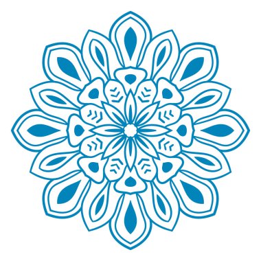 Renkli çiçek mandala. Tişört, çanta ve beyaz arka planda izole edilmiş poster için dekoratif unsurları karala. Çiçekli geometrik çember. Vektör illüstrasyonu.   