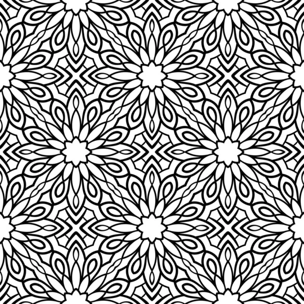 Dekoratif mandala ile kusursuz bir şablon. Soyut yuvarlak karalama çiçek arkaplanı. Çiçek geometrik sonsuzluk arka planı. Ambalaj kağıdı, tekstil, kumaş. Vektör illüstrasyonu.  