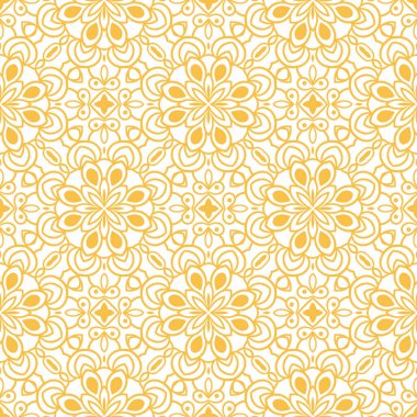 Dekoratif mandala ile kusursuz bir şablon. Soyut yuvarlak karalama çiçek arkaplanı. Çiçek geometrik sonsuzluk arka planı. Ambalaj kağıdı, tekstil, kumaş. Vektör illüstrasyonu. 