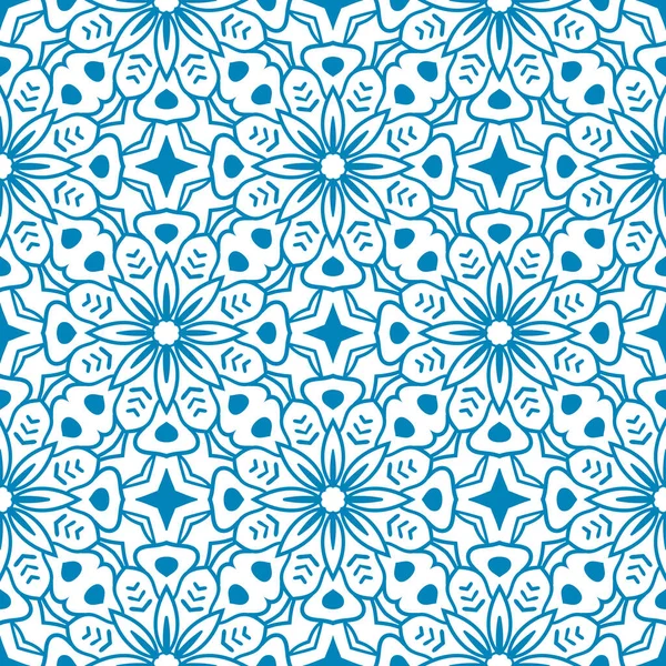 Fantasia Modello Senza Cuciture Con Mandala Decorativo Astratto Rotondo Doodle — Vettoriale Stock