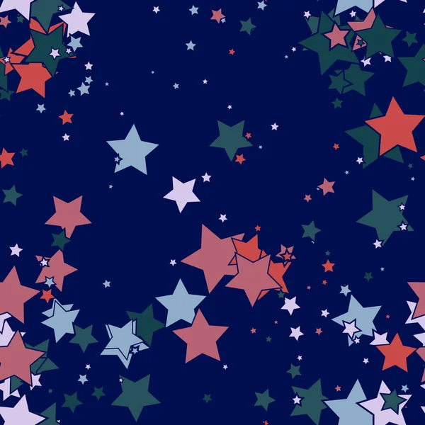 卡通五彩斑斓的地理无缝图案与混沌的星星 Confetti包装纸 复杂的几何无限大背景 矢量说明 — 图库矢量图片