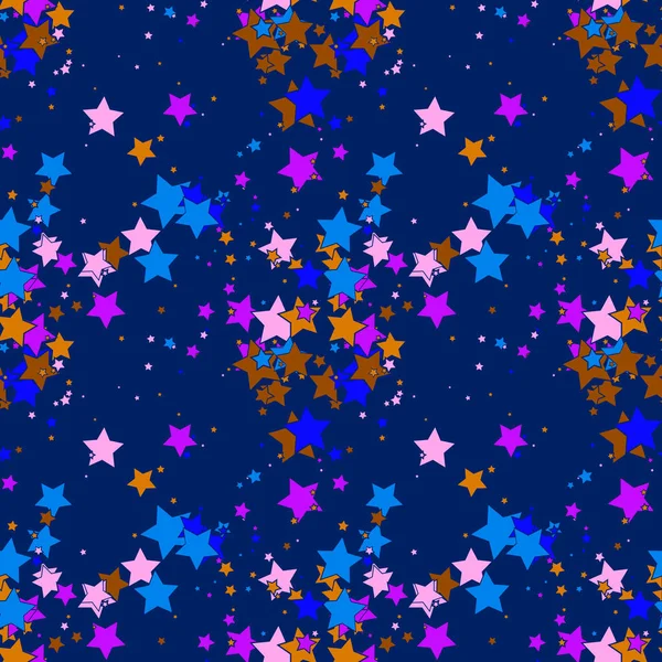 Dibujos Animados Patrón Geo Inconsútil Colorido Con Estrellas Caóticas Papel — Vector de stock