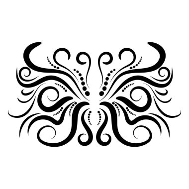 Tasarım, girdap ve kıvrım için siyah soyut kıvırcık element. Bölücü, çerçeve beyaz arkaplanda izole edildi. Vektör illüstrasyonu.   