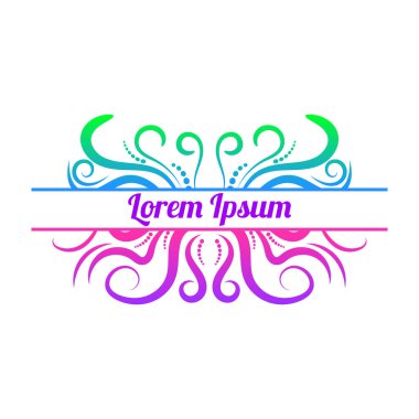 Tasarım, girdap ve kıvrım için renkli, soyut kıvrımlı element. Bölücü, çerçeve beyaz arkaplanda izole edildi. Vektör illüstrasyonu.   