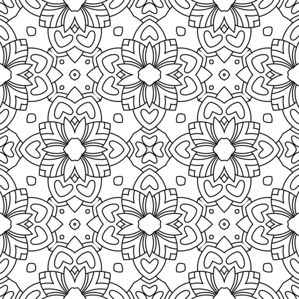 Dekoratif mandala ile kusursuz bir şablon. Soyut yuvarlak karalama çiçek arkaplanı. Çiçek geometrik sonsuzluk arka planı. Ambalaj kağıdı, tekstil, kumaş. Vektör illüstrasyonu. 