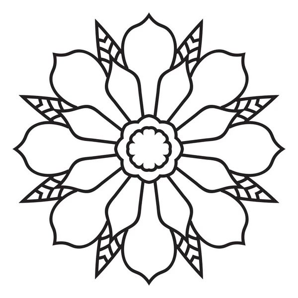 Svart Kontur Blomma Mandala Doodle Runda Dekorativa Element För Målarbok — Stock vektor