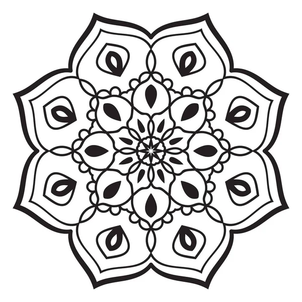 Schwarze Umrisse Blume Mandala Doodle Runde Dekorative Element Für Malbuch — Stockvektor