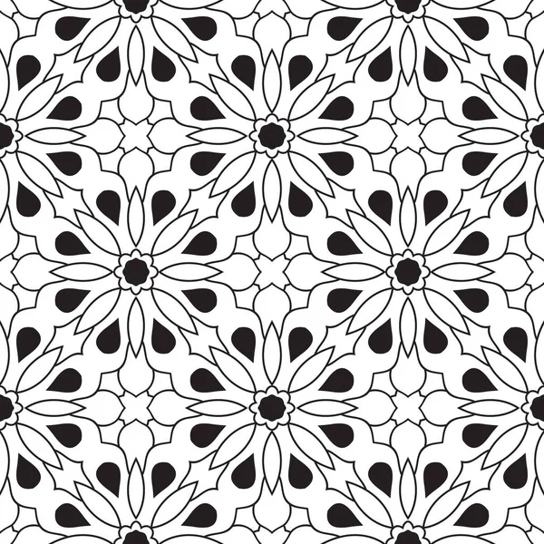 Süslü mandala ile kusursuz bir şablon. Soyut yuvarlak karalama çiçek arkaplanı. Çiçekli geometrik çember. Vektör illüstrasyonu.  