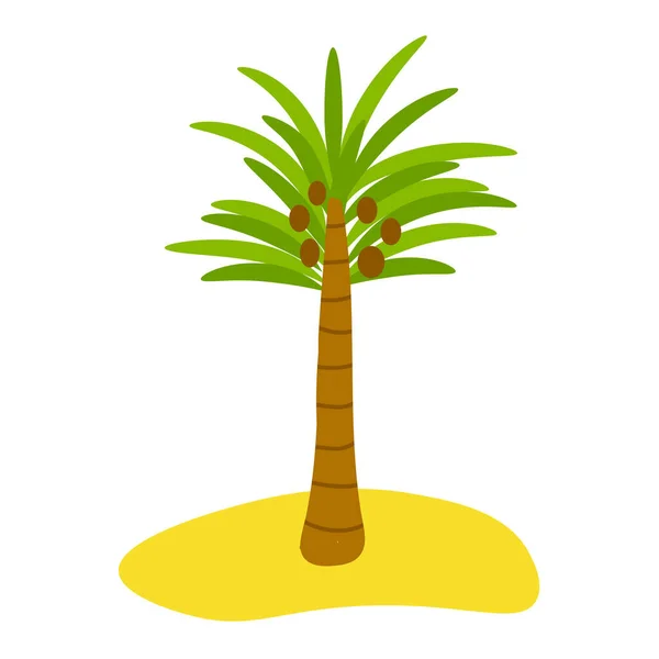 Roztomilé Kreslené Palmy Kokosy Pláži Plochém Stylu Izolované Bílém Pozadí — Stockový vektor