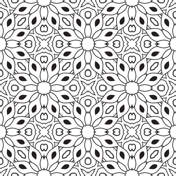 Süslü mandala ile kusursuz bir şablon. Soyut yuvarlak karalama çiçek arkaplanı. Çiçekli geometrik çember. Vektör illüstrasyonu.  