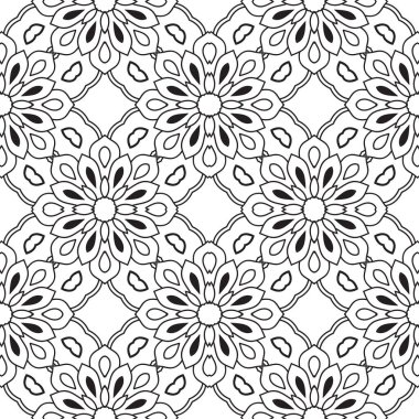 Dekoratif mandala ile kusursuz bir şablon. Soyut yuvarlak karalama çiçek arkaplanı. Çiçek geometrik sonsuzluk arka planı. Ambalaj kağıdı, tekstil, kumaş. Vektör illüstrasyonu. 