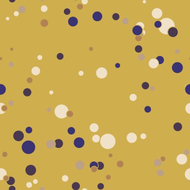 Rengarenk kaotik daireleri olan soyut, pürüzsüz bir desen. Sonsuz noktalı dağınık geometrik desen. Rastgele puantiye. Vektör illüstrasyonu.   