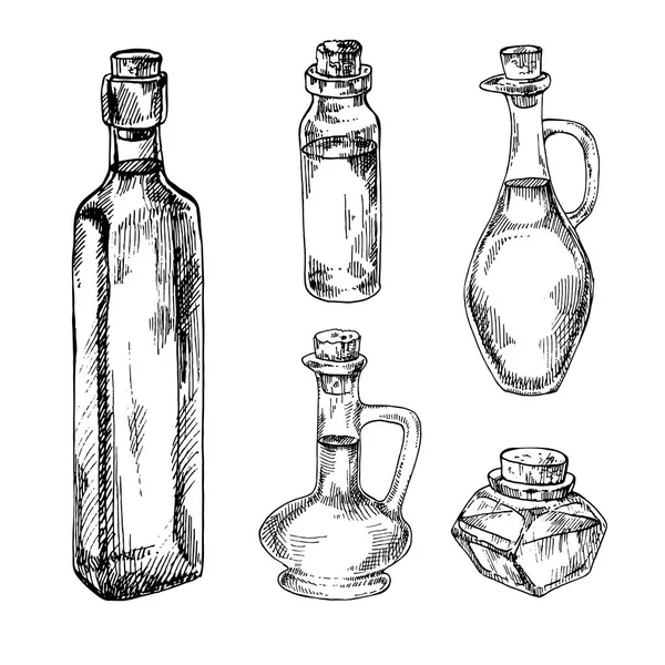 Set of oil bottles — Stock Vector