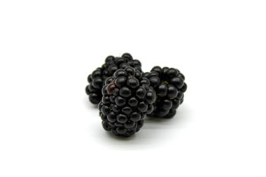 Beyaz arka planda üç böğürtlen