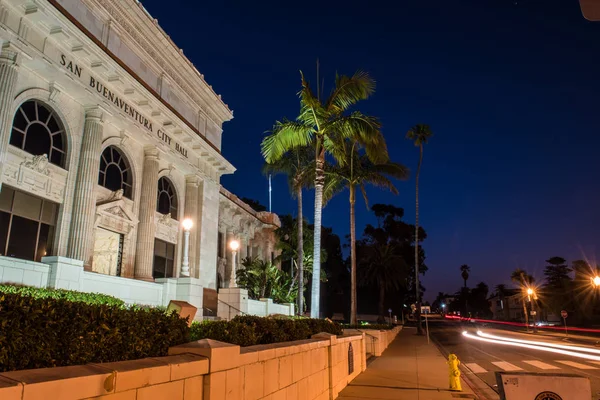 Dawn Breaking Ventura City Hall Building Lit Night Landscaping Junipero — Stock Photo, Image