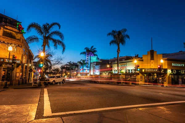 Intersection Main Street Downtown Ventura California Usa Decorated Christmas Lights — Stock Photo, Image