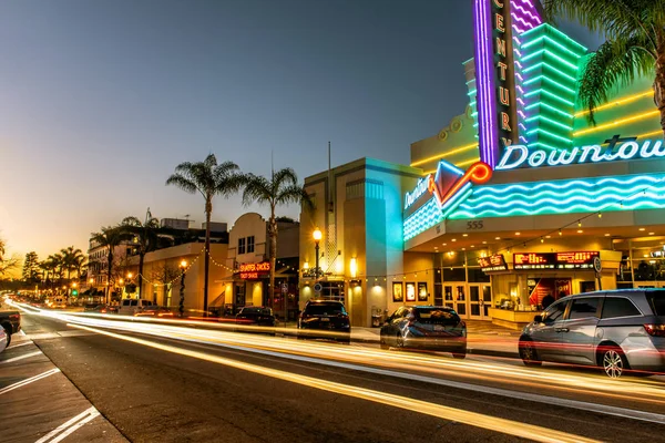 Main Street Centro Ventura California Decorado Con Luces Navidad Faros — Foto de Stock