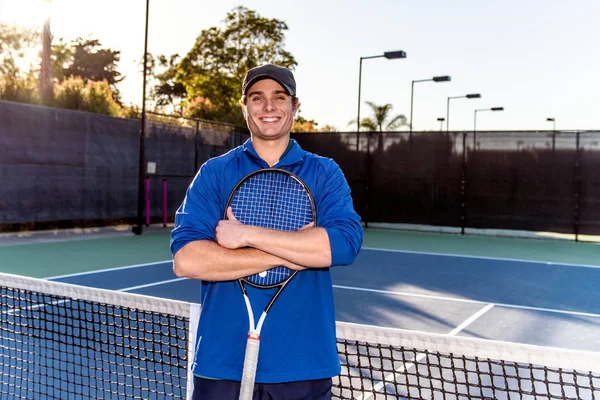 Young Good Looking Tennis Teaching Professional Showing Smile Happy Expression — Stock Photo, Image