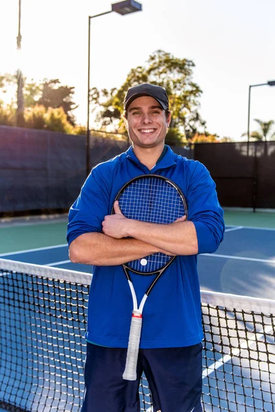 Close View Young Good Looking Tennis Teaching Professional Showing Smile — Stock Photo, Image