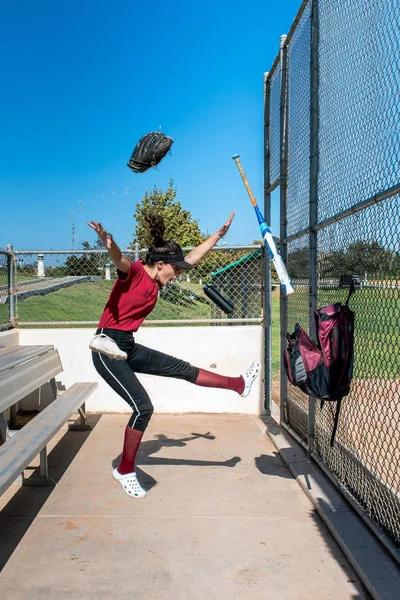 Atleta emocionado impresionado por el equipo . — Foto de Stock