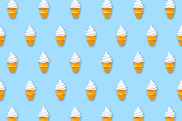 Helado Blanco Aislado Sobre Fondo Azul Pastel Borrador Forma Postre — Foto de Stock