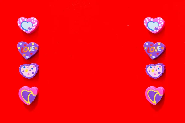 Verwendet Liebe Rosa Und Lila Radiergummi Symbol Für Valentinstag Konzept — Stockfoto