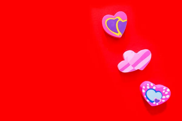 Verwendet Liebe Rosa Und Lila Radiergummi Symbol Für Valentinstag Konzept — Stockfoto