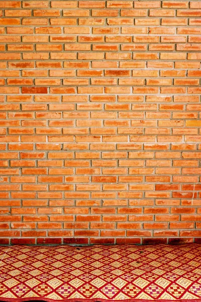 Vacker Rustik Tegelvägg Orange Färg Murverk Med Matta Mörk Röd — Stockfoto