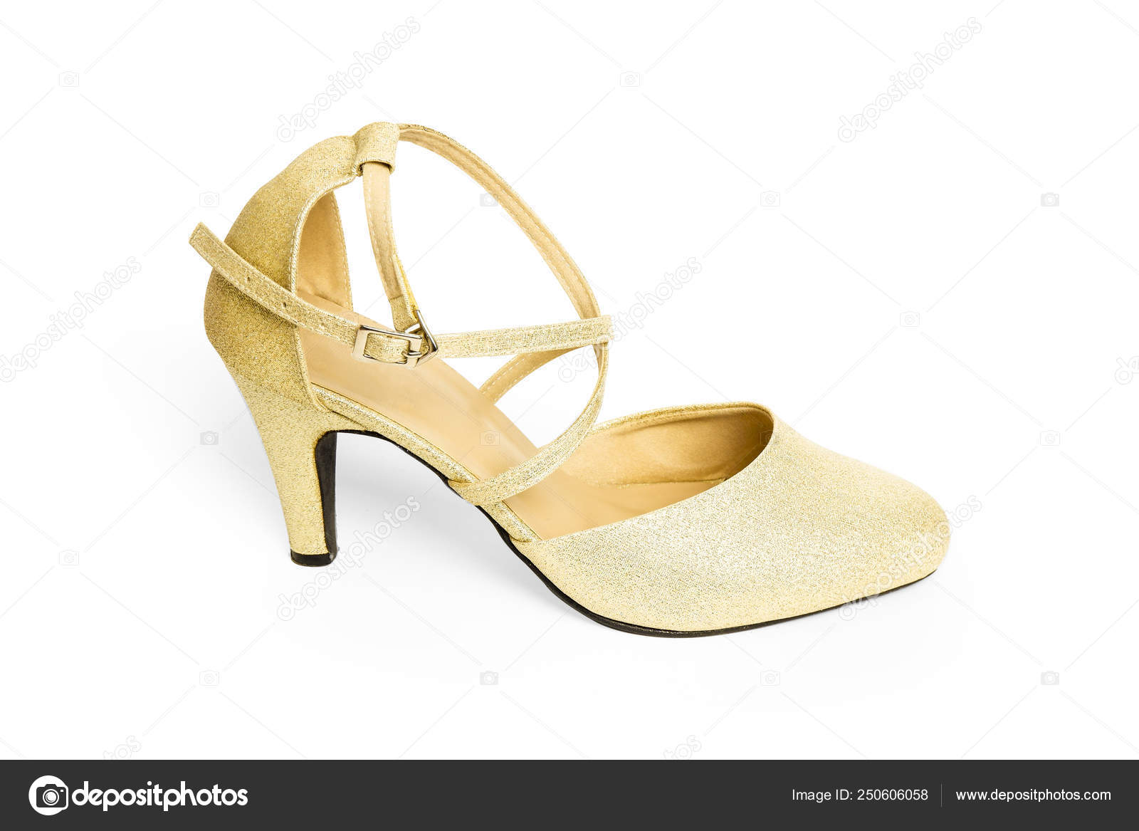 Closeup High Heel Shining Golden Color 