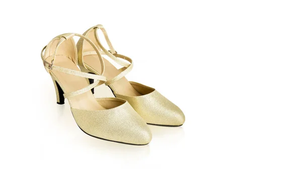 Złote Buty Obcasie Buty Dama Dla Mody Piękny Luksusowy Obcasie — Zdjęcie stockowe