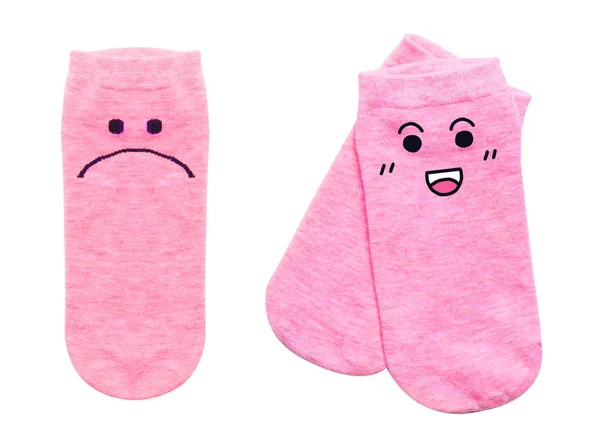 Шкарпетки Оком Посмішкою Обличчям Порожній Знімок Милий Рожевий Єдиний Бавовняний — стокове фото