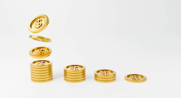 Ahorrar Dinero Concepto Monedas Oro Cayendo Dinero Aislado Sobre Fondo — Foto de Stock