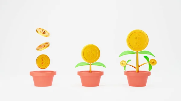 Arbre Argent Plante Isolée Sur Fond Blanc Concept Croissance Financière — Photo