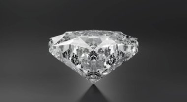 Siyah arka planda elmas kristal beyaz soyut. Hediye olarak 3D sunum, kutlama afişi. Büyük mücevher ya da parlak ışık yansıması olan değerli taşlar..