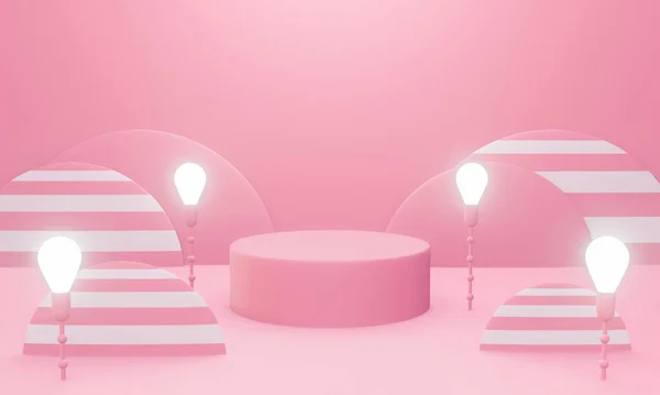 Escena Podio Rosa Pedestal Sobre Fondo Pastel Formas Geométricas Abstractas — Foto de Stock