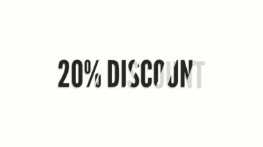 % 20 DisCOUNT hareketli grafik animasyonu. Video kapağı animasyon metni 4K video.