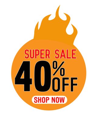 Süper İndirim% 40 indirimli - vektör yaratıcı afiş çizimi. Beyaz arka planda soyut konsept indirimli promosyon düzeni. Tasarım ögeleri.