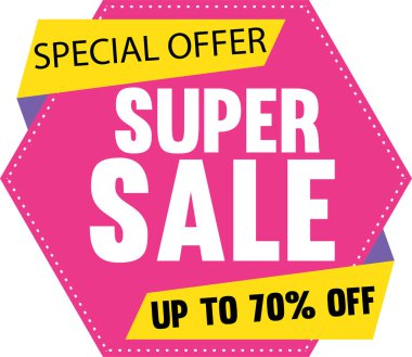 Süper satış, Mega indirimi, Satış afişleri, Etiketler ve Çıkartmalar. Vektör İllüstrasyonu