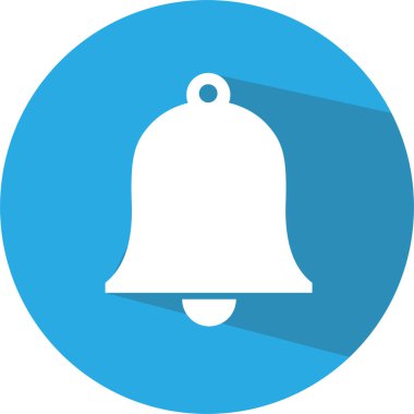 Gri arka planda izole edilmiş modaya uygun düz stil çan simgesi. Web sitenizin tasarımı, logosu, uygulaması ve UI için uyarı sembolü. Vektör illüstrasyonu, EPS10.