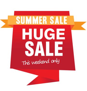 Büyük indirimli vektör illüstrasyonu düz stil. Beyaz arkaplanda origami yaratıcı rozeti var. Reklam reklamı afişi. Soyut grafik tasarım ögesi.