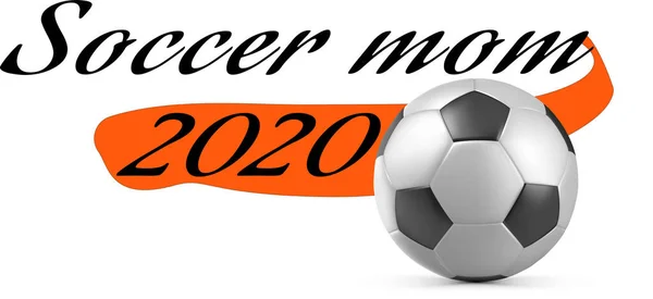 Futbol ya da futbol topu ve beyaz arka planda mesaj. Vektör illüstrasyonu.