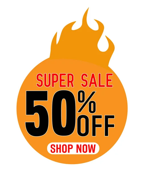 Süper Satış% 50 indirimli - vektör yaratıcı afiş illüstrasyonu. Beyaz arka planda soyut konsept indirimli promosyon düzeni. Tasarım ögeleri.