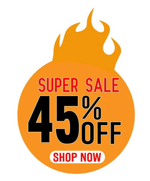 Süper İndirim% 45 indirimli - vektör yaratıcı afiş illüstrasyonu. Beyaz arka planda soyut konsept indirimli promosyon düzeni. Tasarım ögeleri.